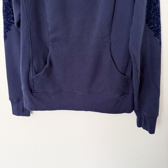 [Lululemon] Midnight Navy Blue Floral Flock Pullover Sweatshirt Thumbholes Sz 12 - Picture 5 of 11